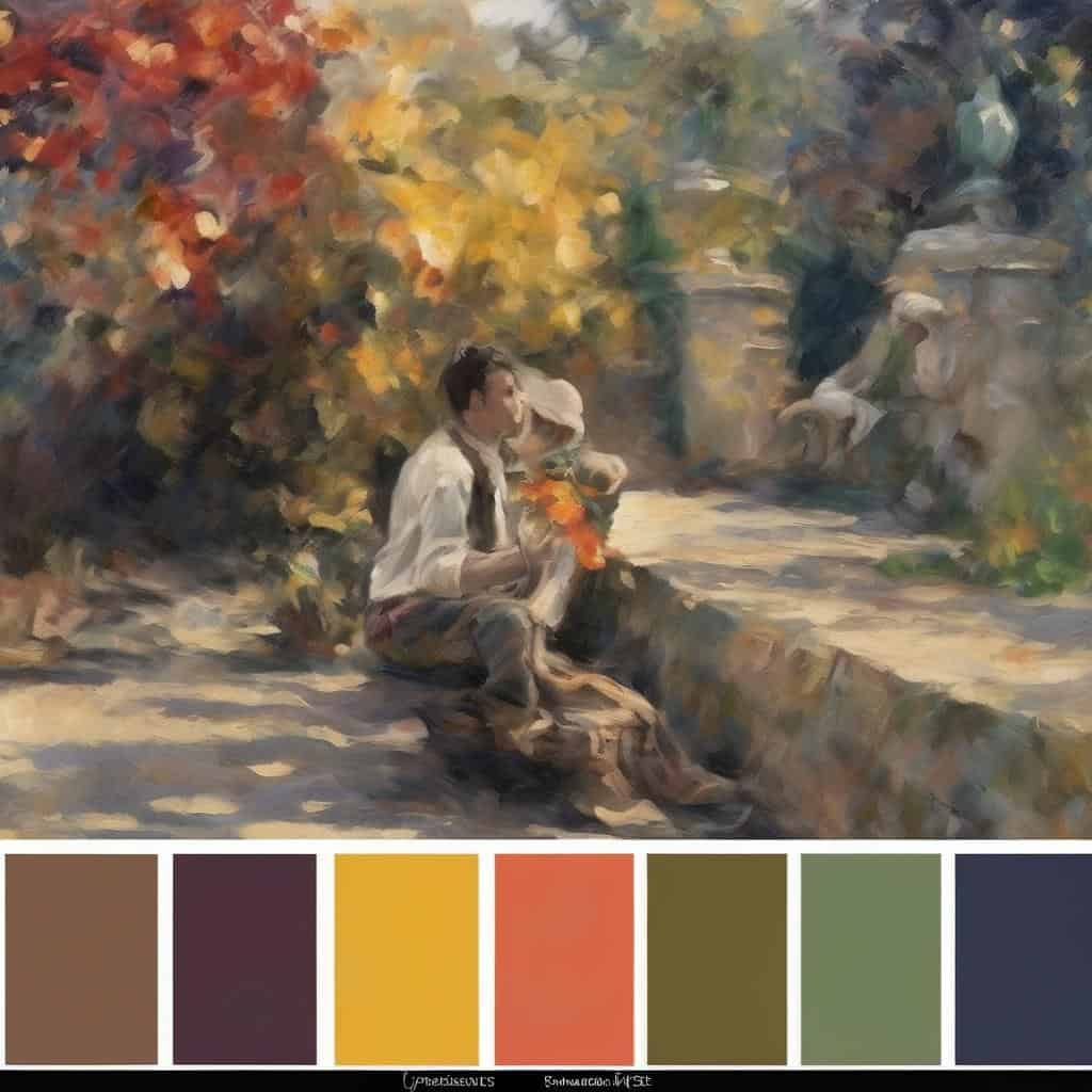 Ανθρώπινοι καλλιτέχνες και έργα τέχνης στον χρόνο, σε μια εικόνα που απεικονίζει μια αρμονική παλέτα χρωμάτων και μια ρευστή, εντυπωσιακή ζωγραφική σκηνή.